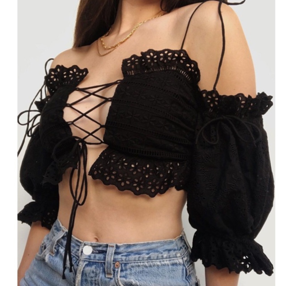 NWT For Love & Lemons Sz X-Small Anabelle top